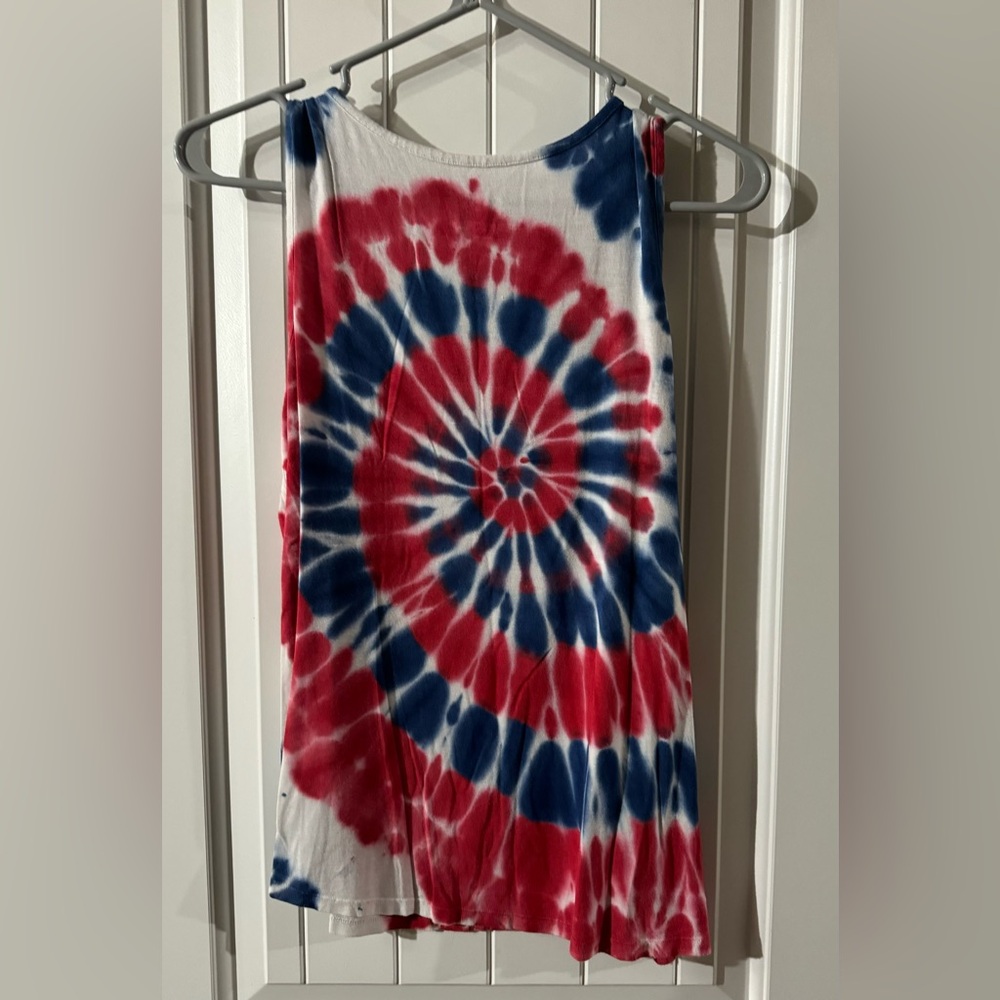4th of July!! JUSTICE Red/White/Blue Tye Dye Tank Top. Fabric is very soft!